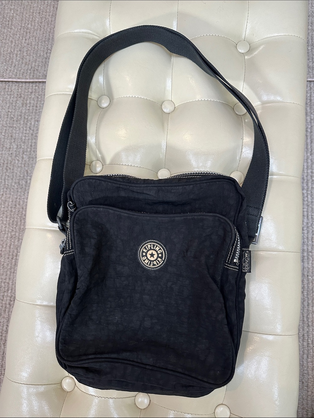 Kipling Black Crossbody Messenger Bag with Adjustable Strap